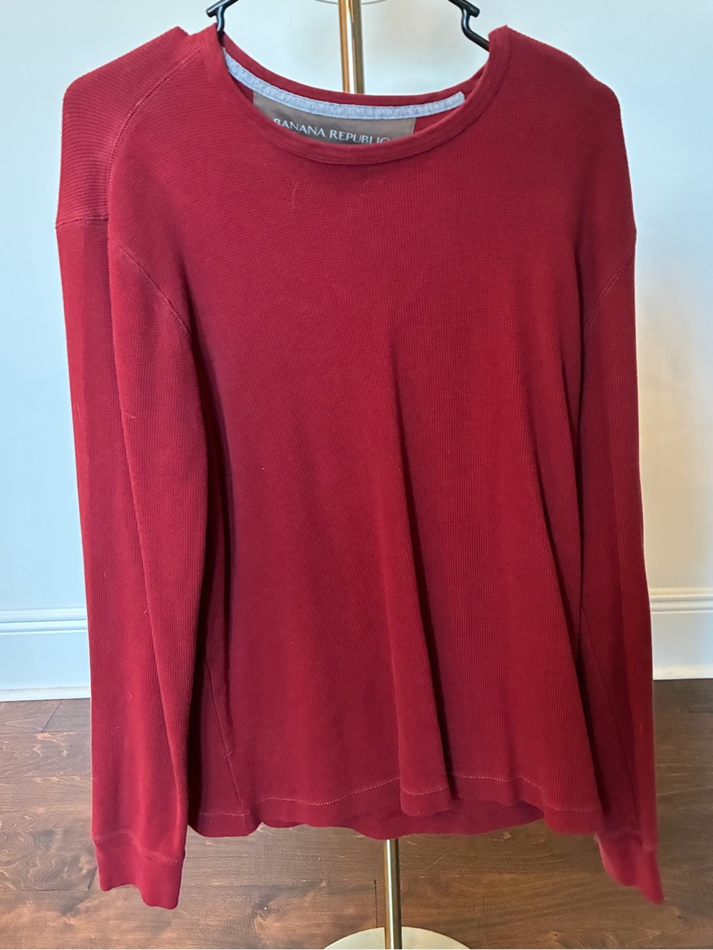 Banana Republic Men’s Burgundy Waffle Knit Thermal Shirt Size Large